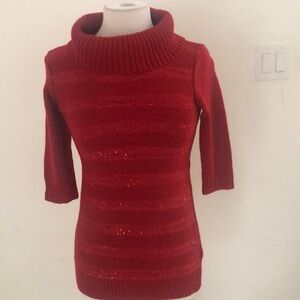 Amy Byer Red Sparkly sweater - 3/4 Sleeves - Size Large